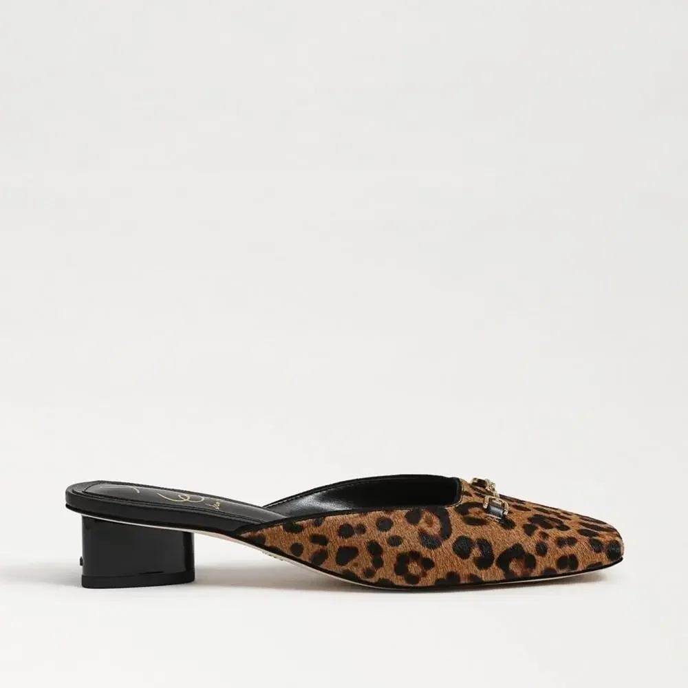 150$ Sam Edelman Leopard Ollie Calf Hair Mules Clogs Size 8 US / 39 EU Brown - Picture 8 of 8